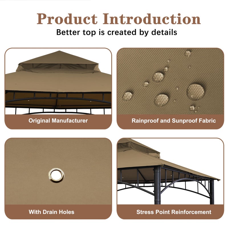 SCOCANOPY Replacement roof for Target Madaga Gazebo Model L-GZ136PST (Khaki) - Image 4
